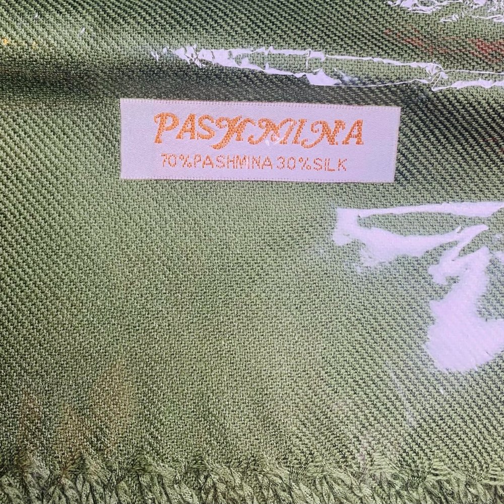 Solid Olive Pashmina Scarf - image 2